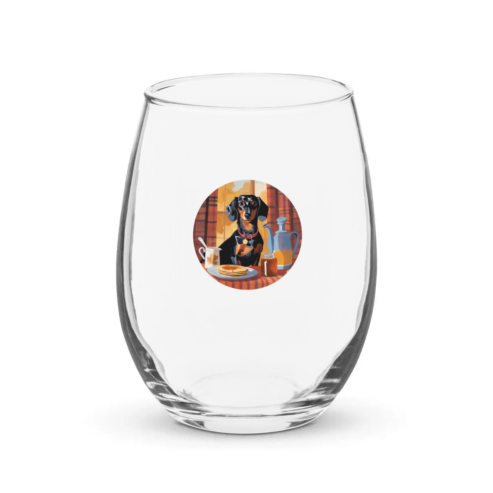 PugMug Custom Black Dachshund Stemless Wine Glass