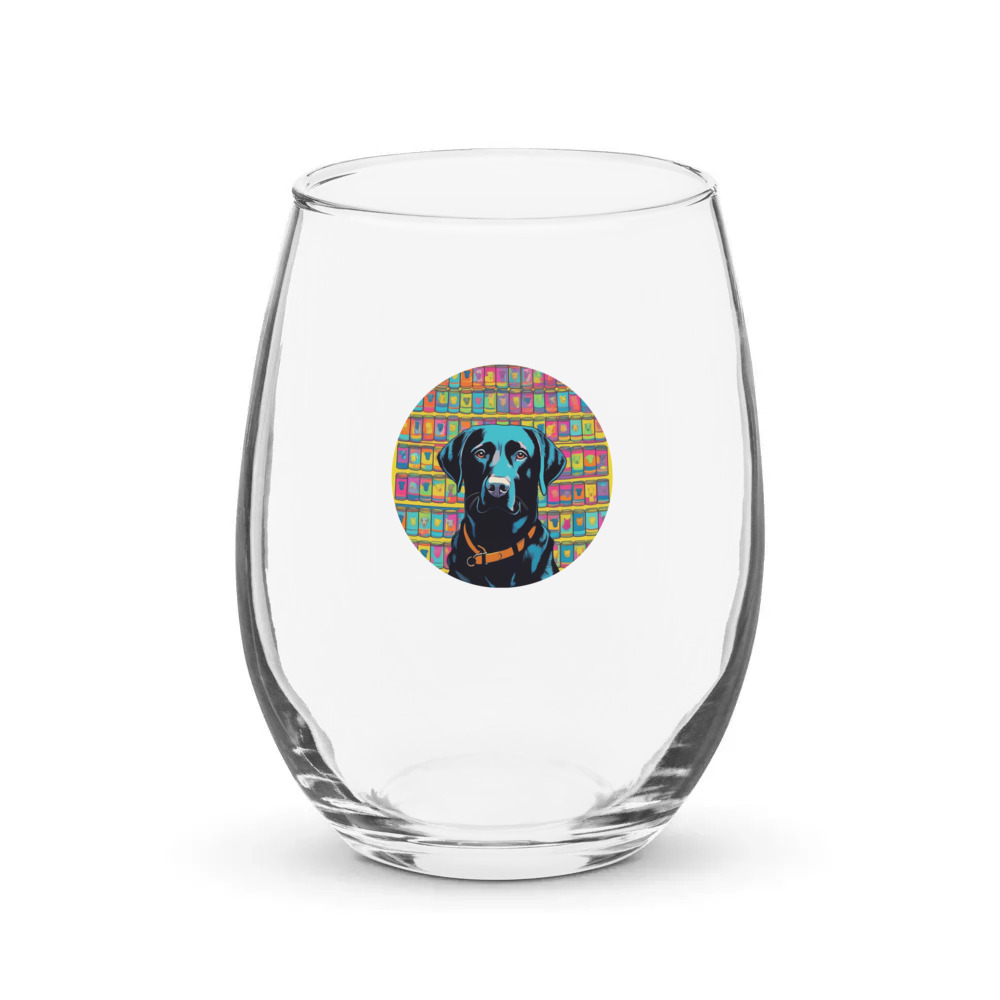 PugMug Custom Black Labrador Retriever Stemless Wine Glass