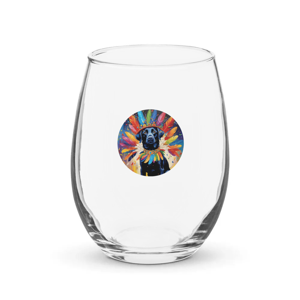 PugMug Custom Black Labrador Retriever Stemless Wine Glass