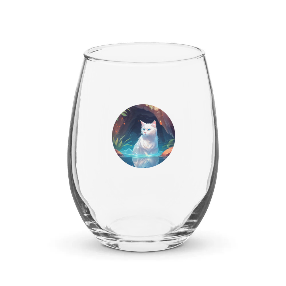 PugMug Custom White Companion Cat Stemless Wine Glass