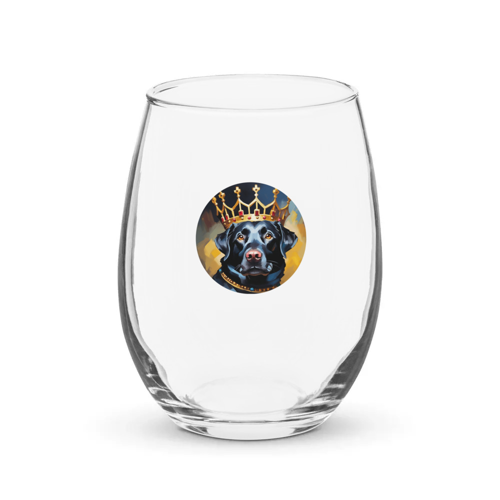 PugMug Custom Black Labrador Retriever Stemless Wine Glass