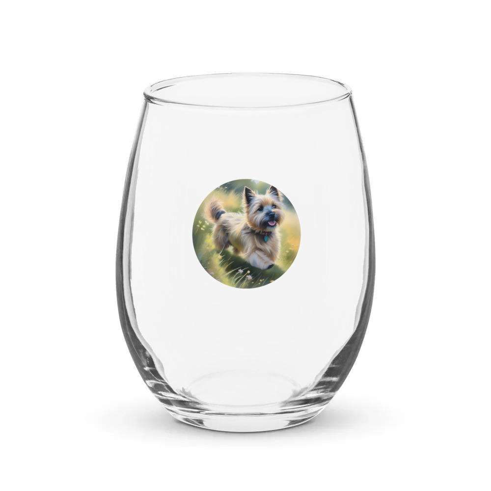 PugMug Custom Cairn Terrier Stemless Wine Glass