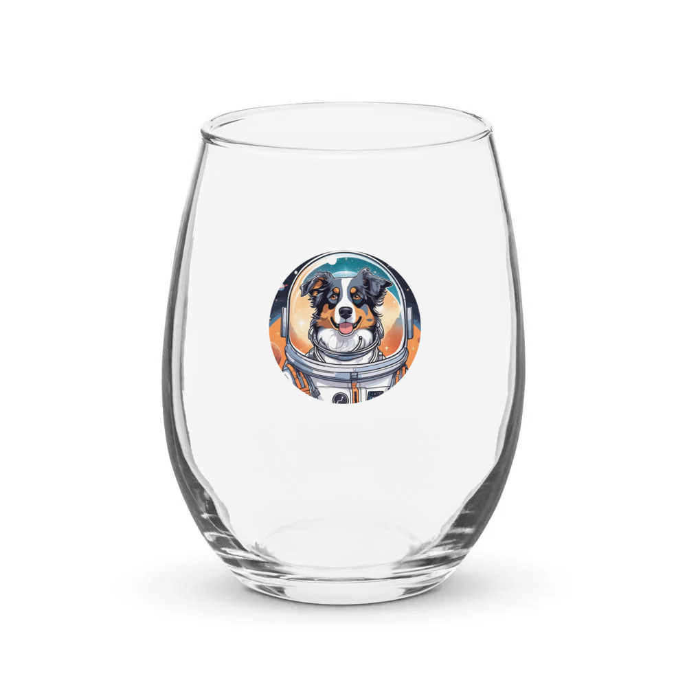 PugMug Custom Australian Shepherd Dog Stemless Wine Glass