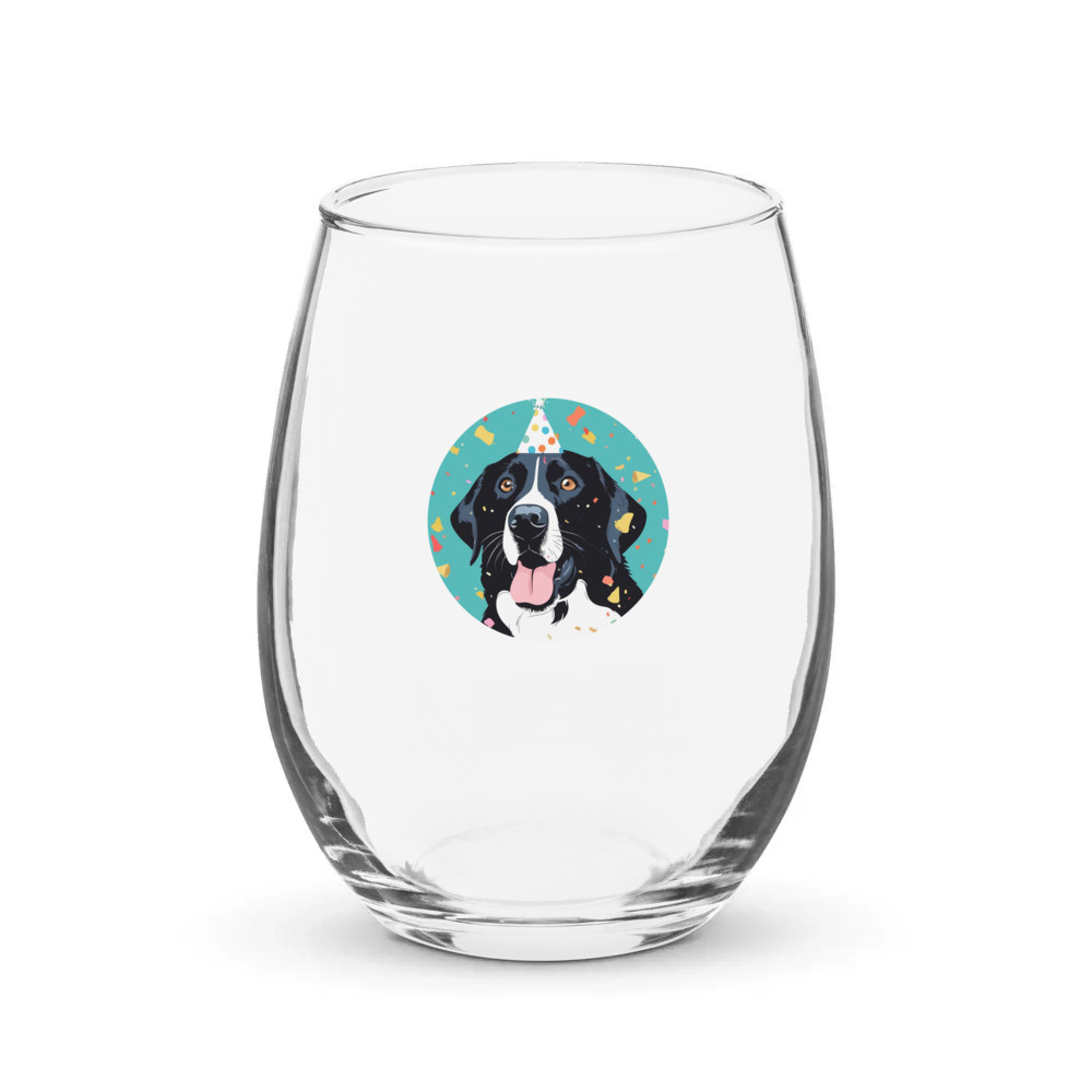 PugMug Custom Black Labrador Retriever Stemless Wine Glass
