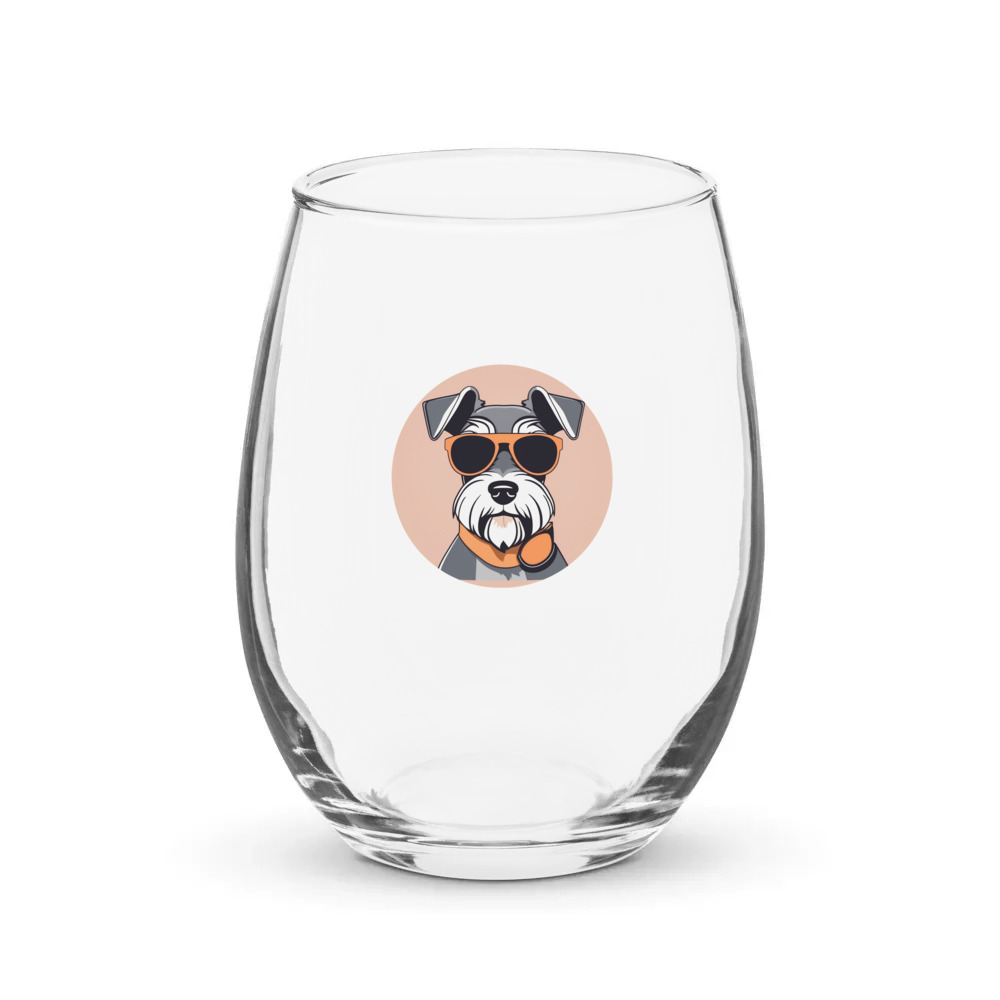 PugMug Custom Miniature Schnauzer Stemless Wine Glass