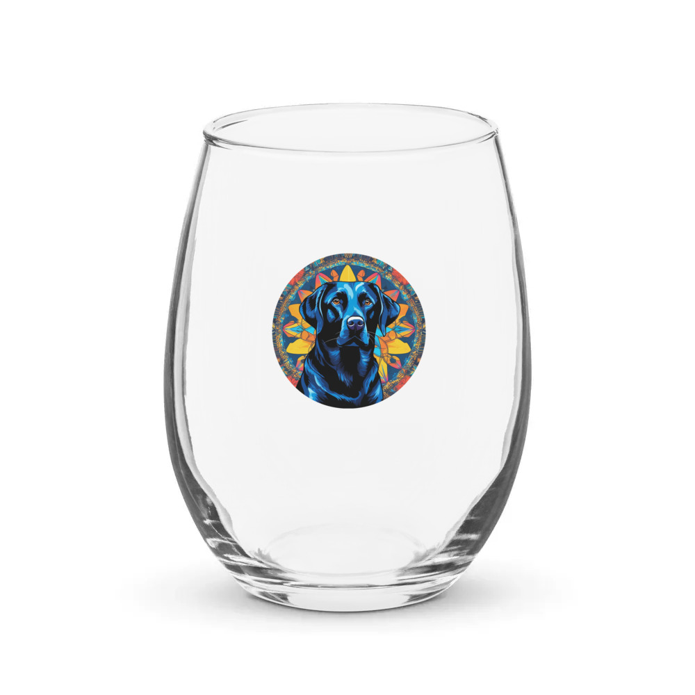 PugMug Custom Black Labrador Retriever Stemless Wine Glass