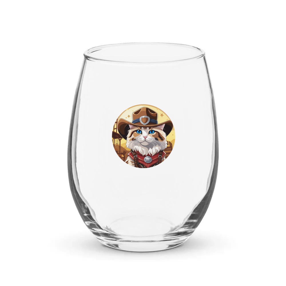 PugMug Custom Tabby Ragdoll Cat Stemless Wine Glass
