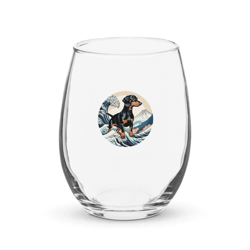 PugMug Custom Black Dachshund Stemless Wine Glass