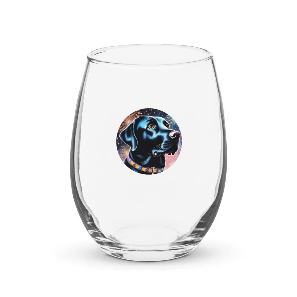 PugMug Custom Black Labrador Retriever Stemless Wine Glass