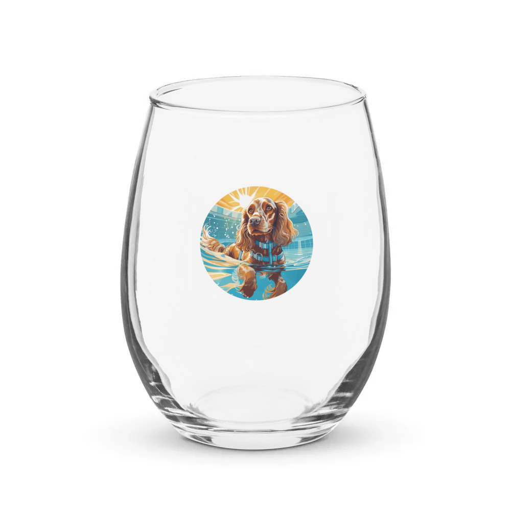 PugMug Custom Cocker Spaniel Stemless Wine Glass