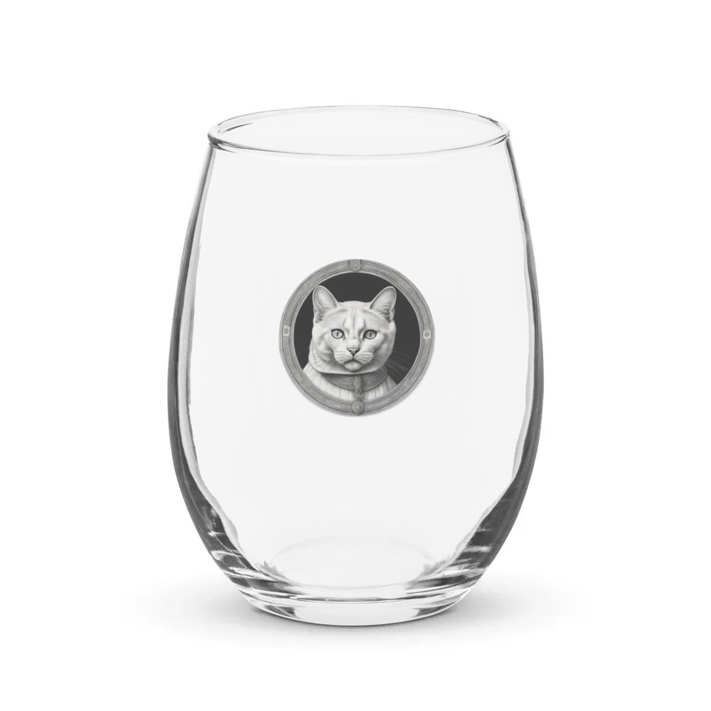 PugMug Custom White Exotic Cat Stemless Wine Glass
