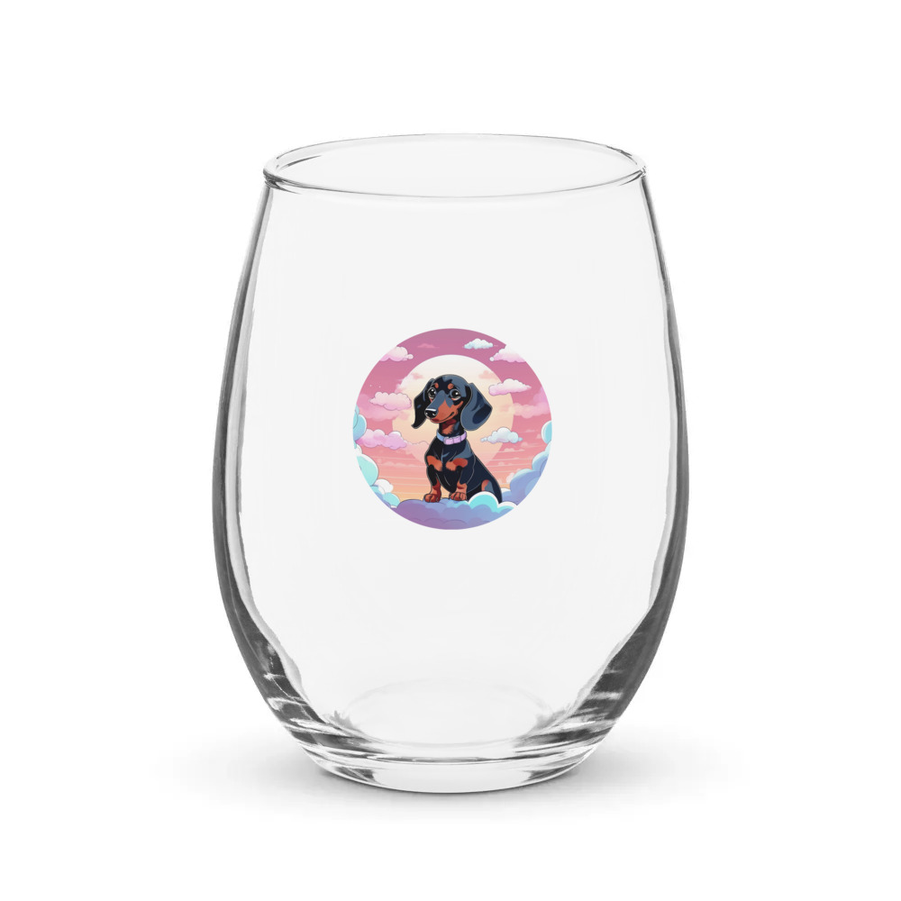 PugMug Custom Black Dachshund Stemless Wine Glass
