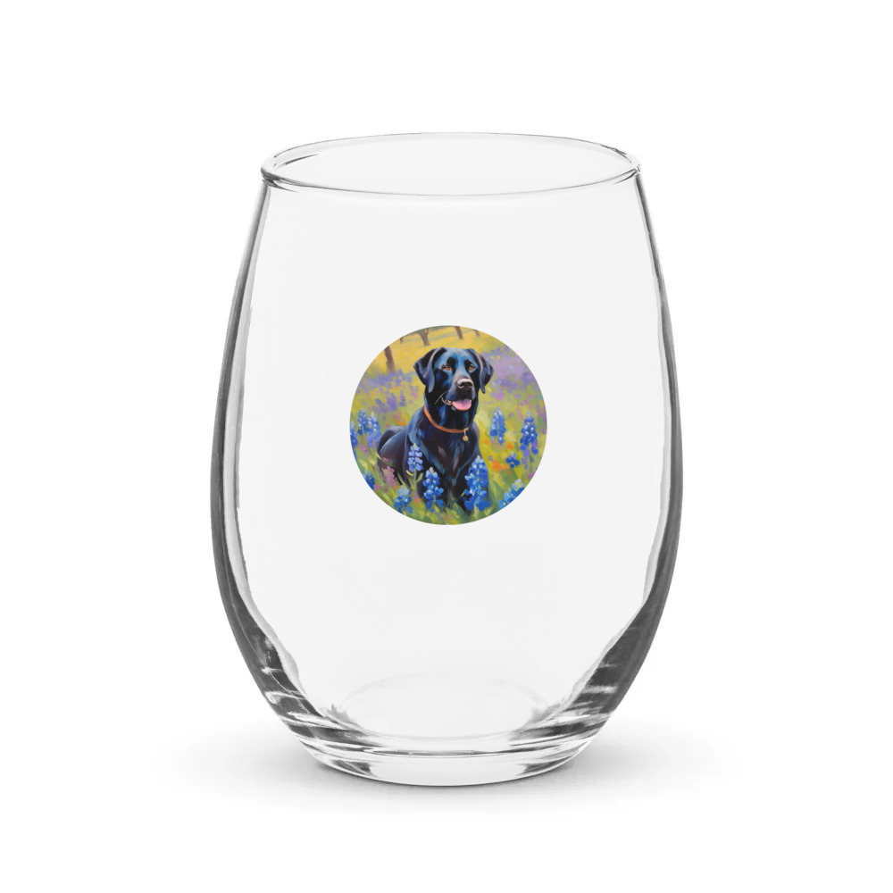 PugMug Custom Black Labrador Retriever Stemless Wine Glass