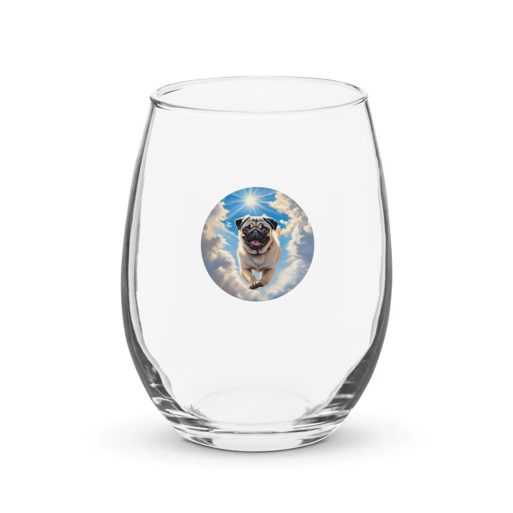 PugMug Custom Pug Stemless Wine Glass