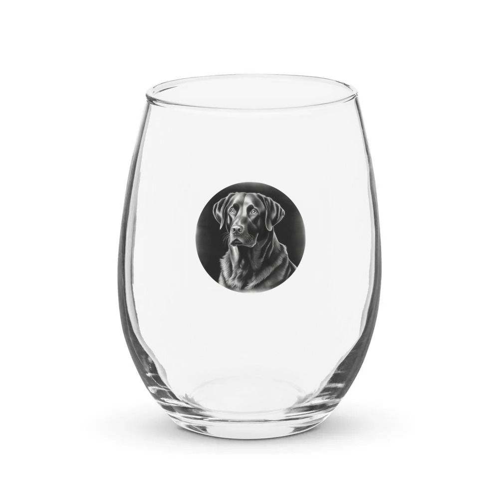 PugMug Custom Black Labrador Retriever Stemless Wine Glass