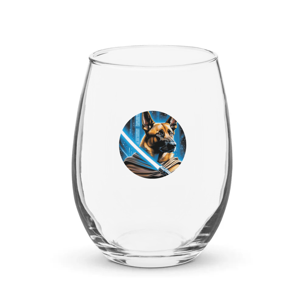 PugMug Custom Belgian Malinois Stemless Wine Glass