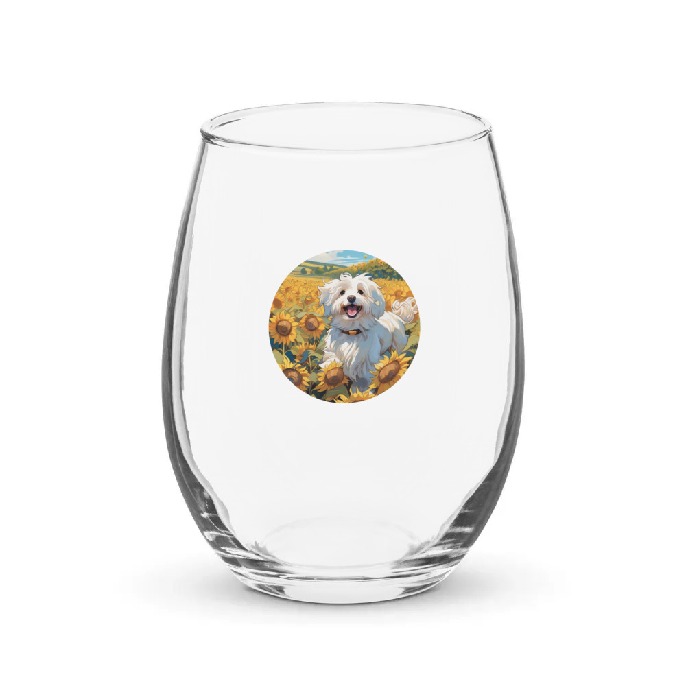 PugMug Custom White Havanese Dog Stemless Wine Glass