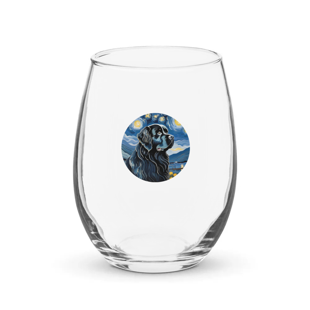 PugMug Custom Newfoundland Stemless Wine Glass