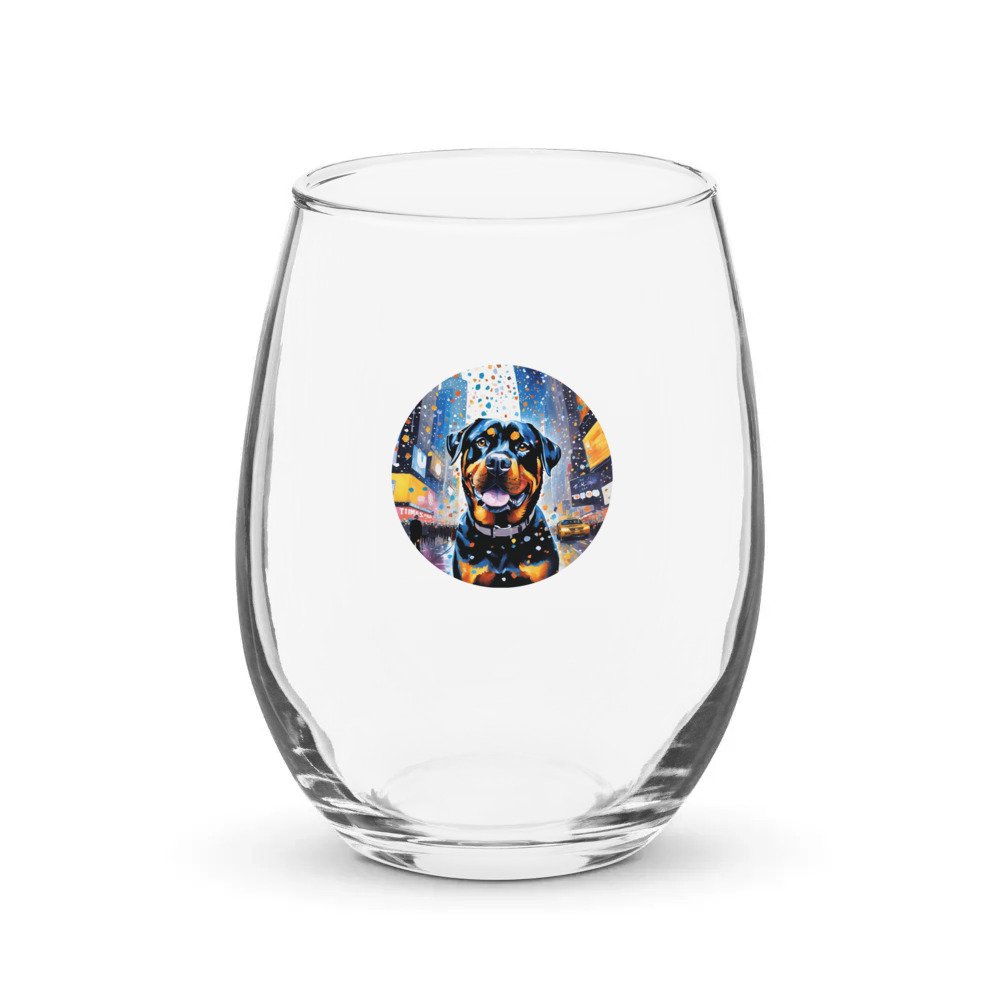 PugMug Custom Rottweiler Stemless Wine Glass