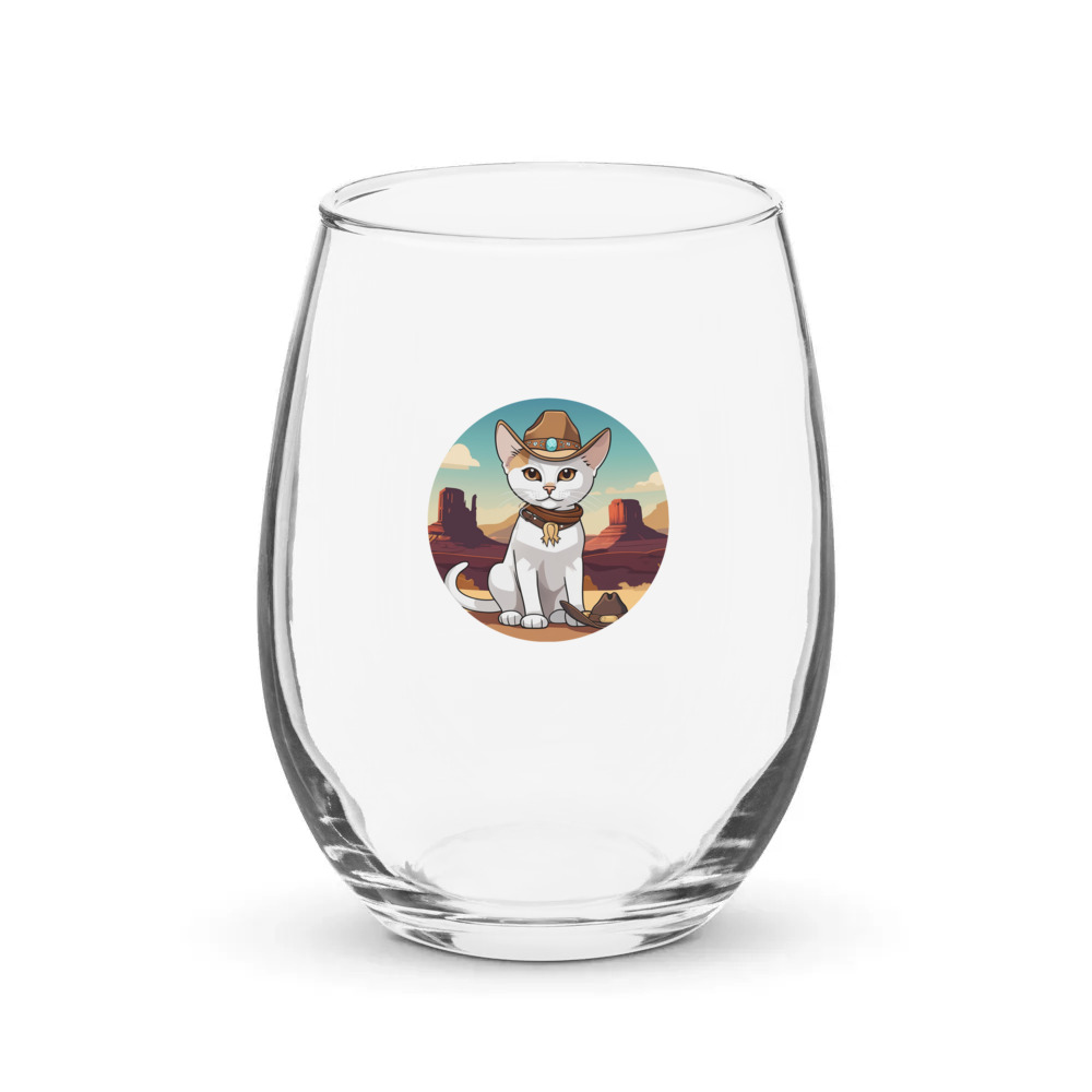 PugMug Custom White Abyssinian Cat Stemless Wine Glass