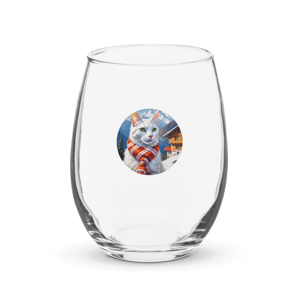 PugMug Custom White Companion Cat Stemless Wine Glass