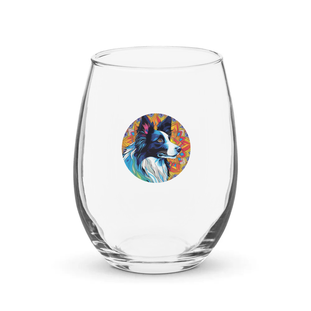 PugMug Custom Border Collie Stemless Wine Glass