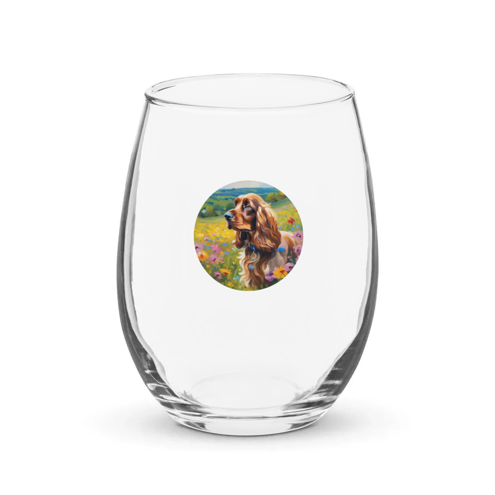 PugMug Custom English Cocker Spaniel Stemless Wine Glass