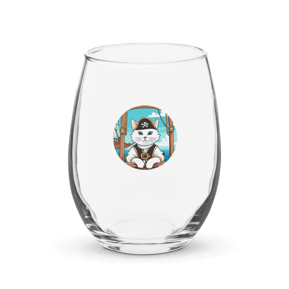 PugMug Custom White Companion Cat Stemless Wine Glass