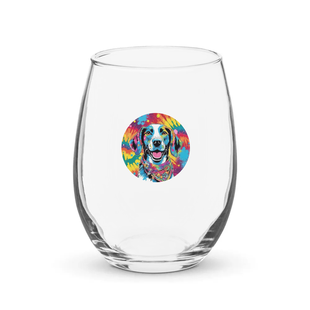 PugMug Custom Pointer Dog Stemless Wine Glass
