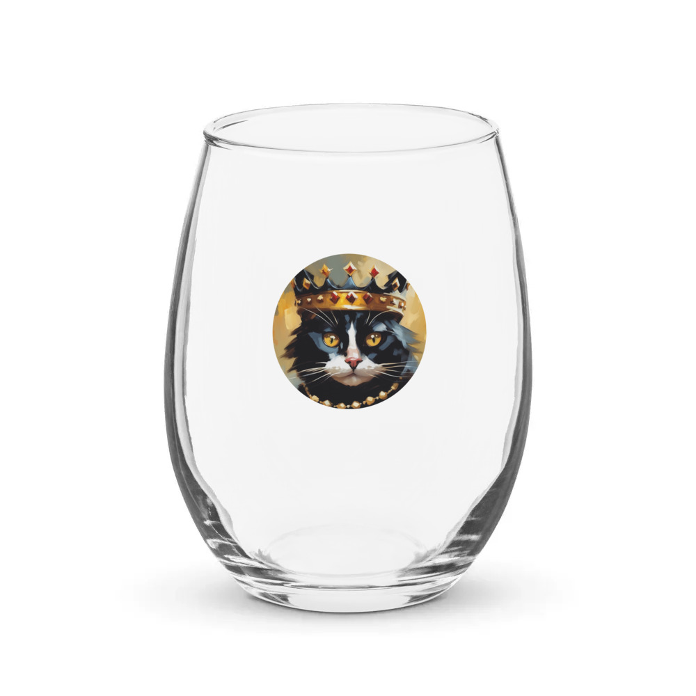 PugMug Custom Black Companion Cat Stemless Wine Glass
