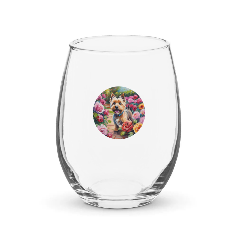 PugMug Custom Cairn Terrier Stemless Wine Glass