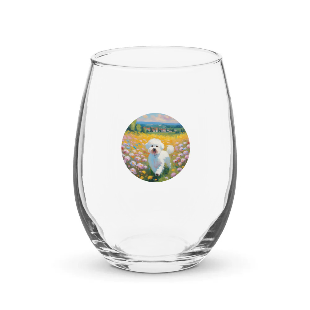 PugMug Custom Bichons Frise Stemless Wine Glass