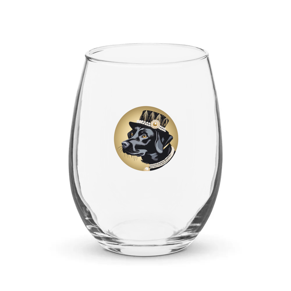 PugMug Custom Black Labrador Retriever Stemless Wine Glass