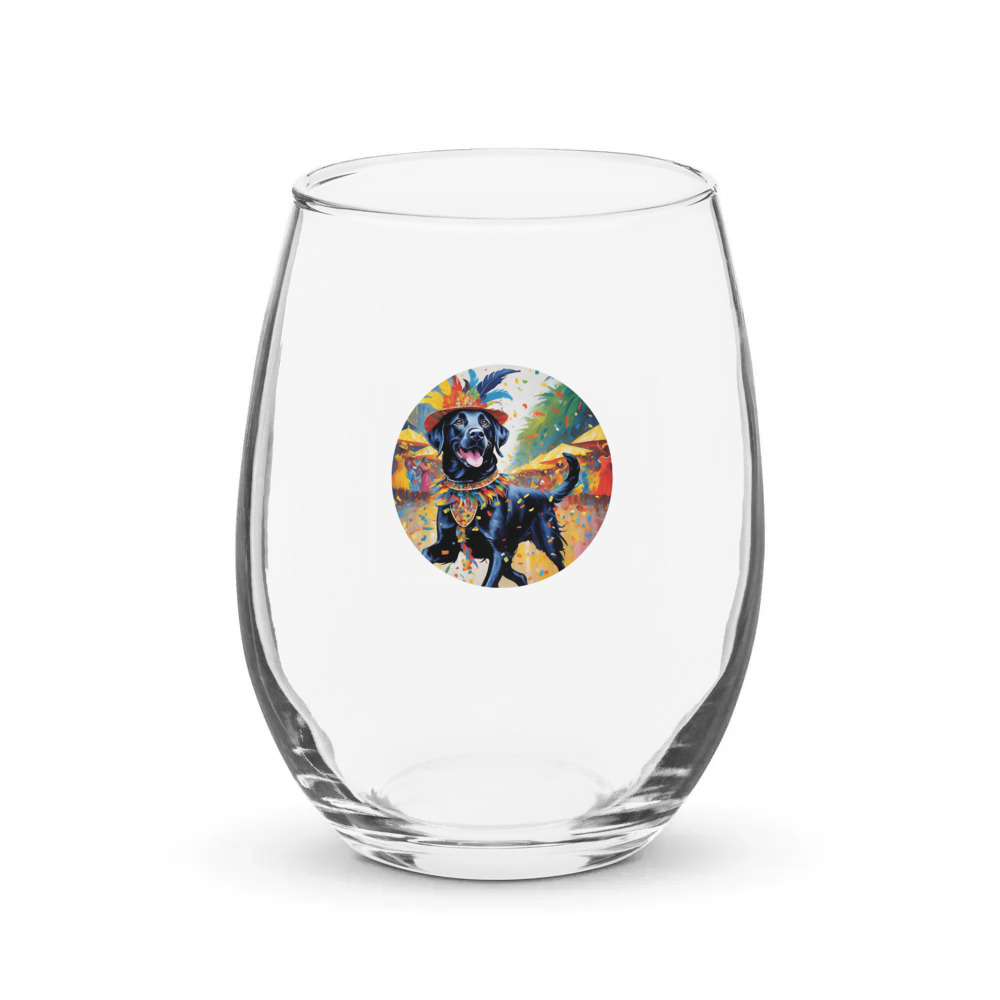 PugMug Custom Black Labrador Retriever Stemless Wine Glass