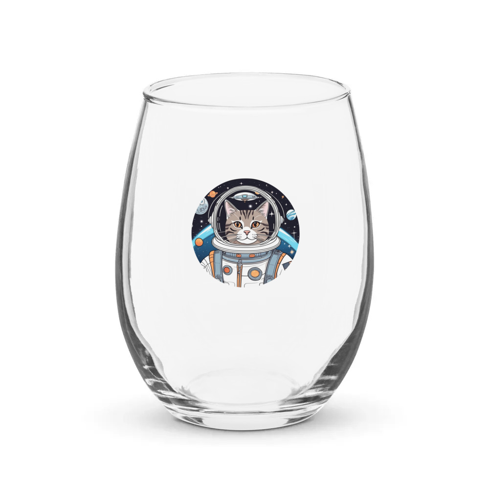 PugMug Custom Tabby Companion Cat Stemless Wine Glass