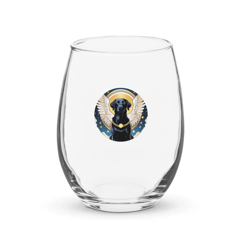 PugMug Custom Black Labrador Retriever Stemless Wine Glass