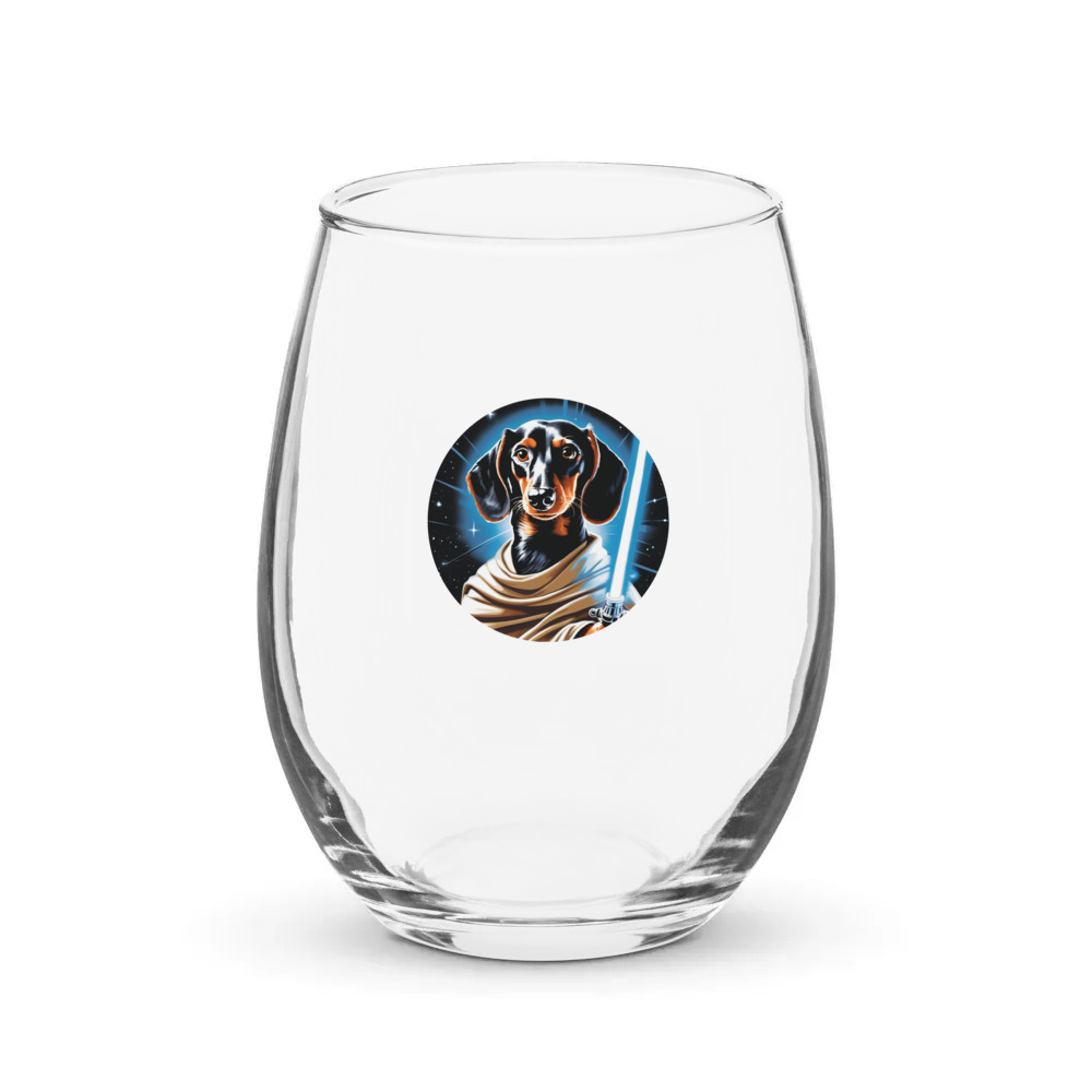 PugMug Custom Black Dachshund Stemless Wine Glass