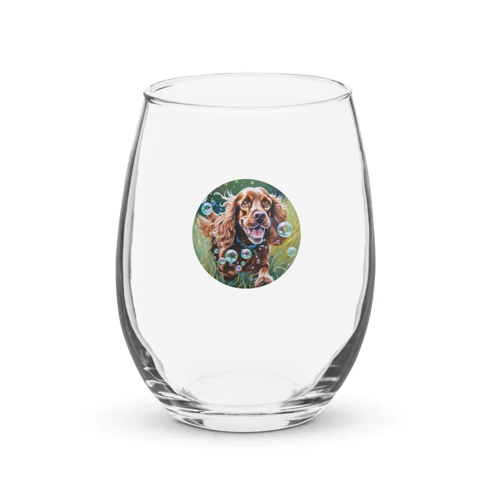 PugMug Custom Cocker Spaniel Stemless Wine Glass