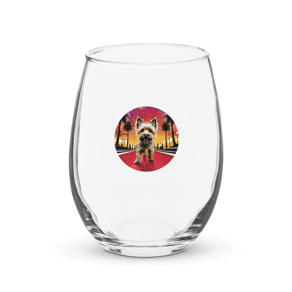 PugMug Custom Cairn Terrier Stemless Wine Glass
