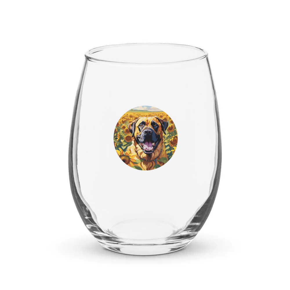 PugMug Custom Mastiff Stemless Wine Glass