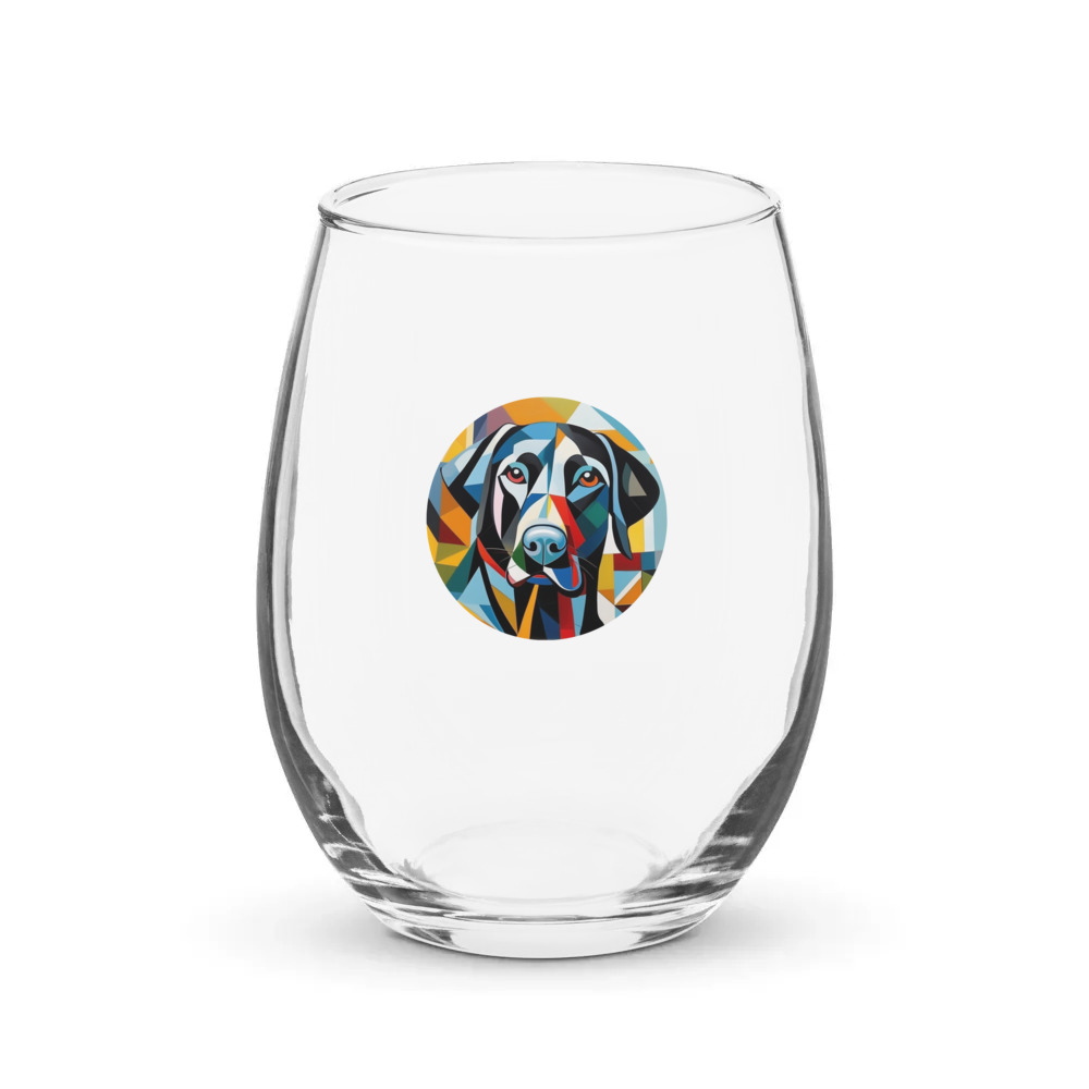 PugMug Custom Black Labrador Retriever Stemless Wine Glass