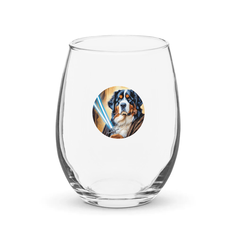 PugMug Custom Bernese Mountain Dog Stemless Wine Glass
