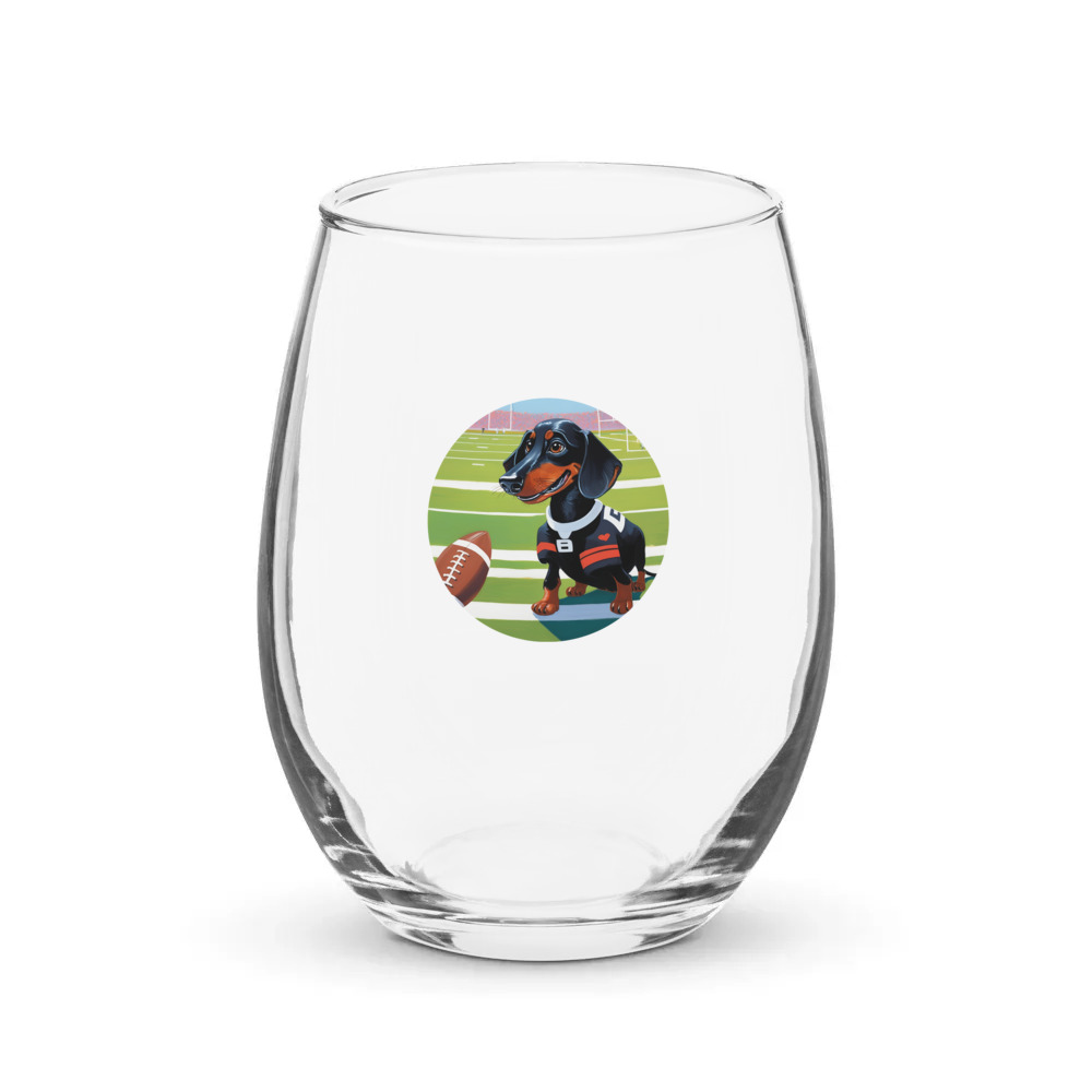 PugMug Custom Black Dachshund Stemless Wine Glass