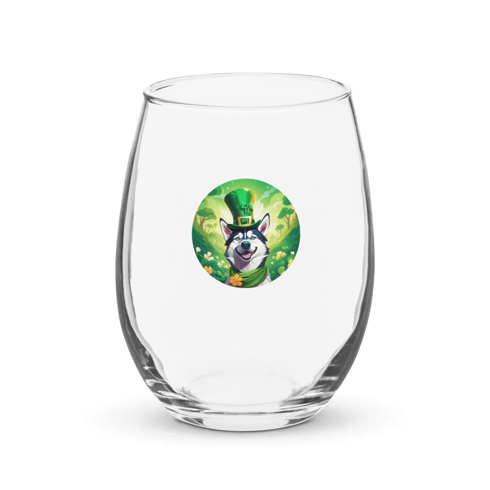 PugMug Custom Siberian Husky Stemless Wine Glass