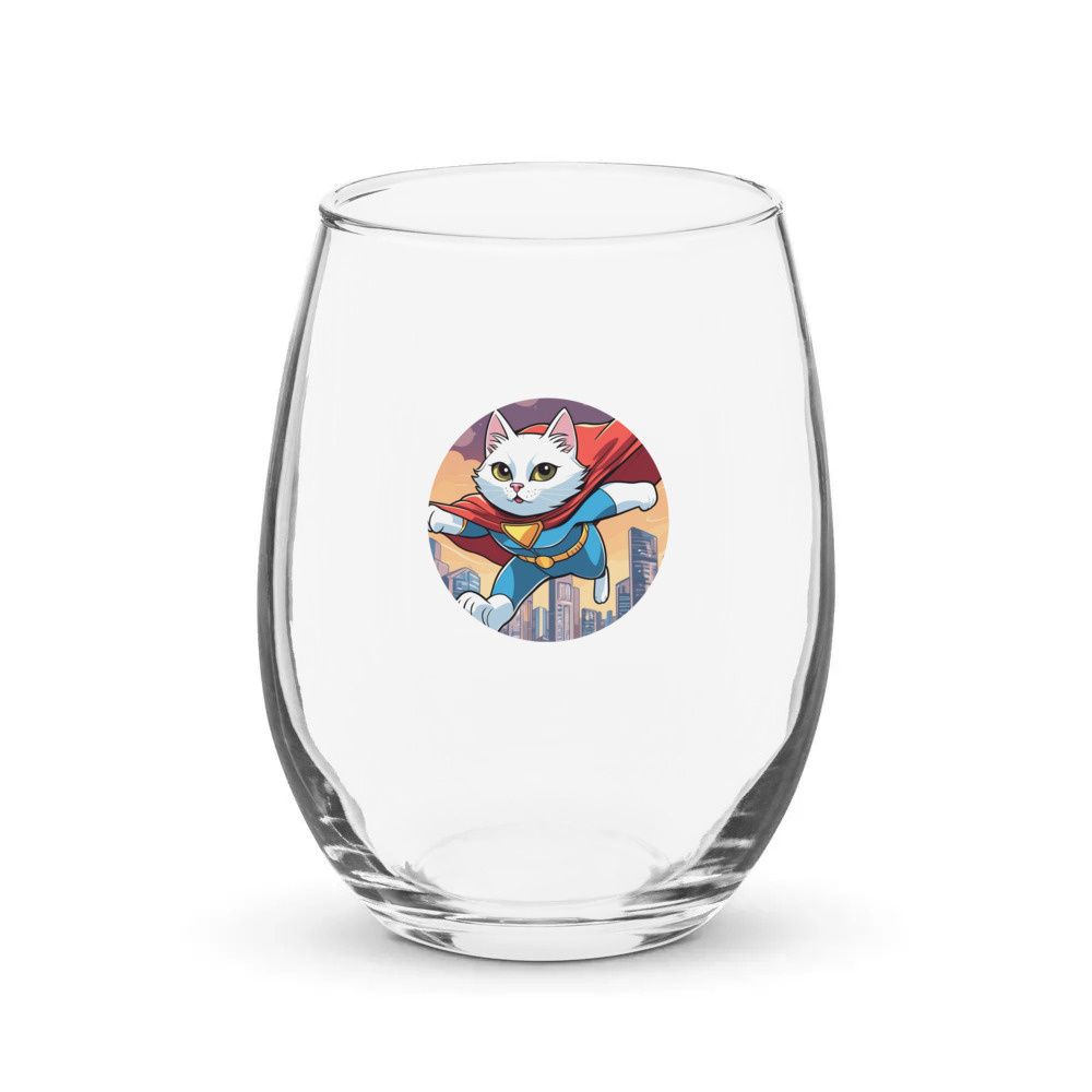 PugMug Custom White Companion Cat Stemless Wine Glass