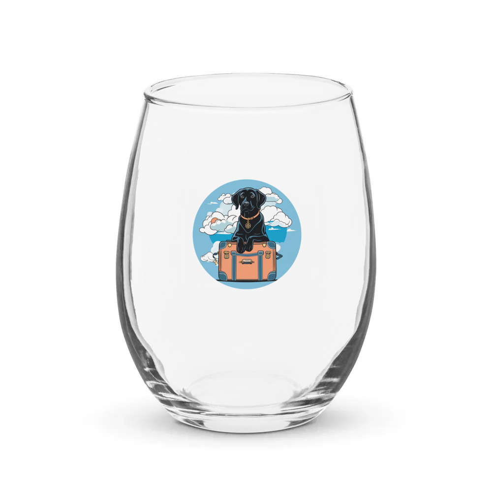 PugMug Custom Black Labrador Retriever Stemless Wine Glass