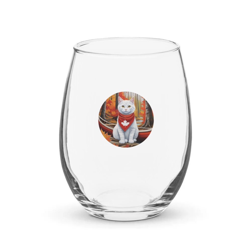 PugMug Custom White Companion Cat Stemless Wine Glass