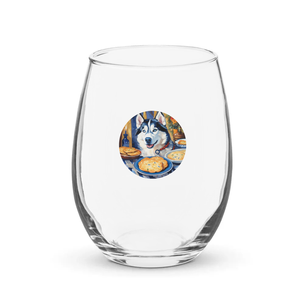 PugMug Custom Siberian Husky Stemless Wine Glass