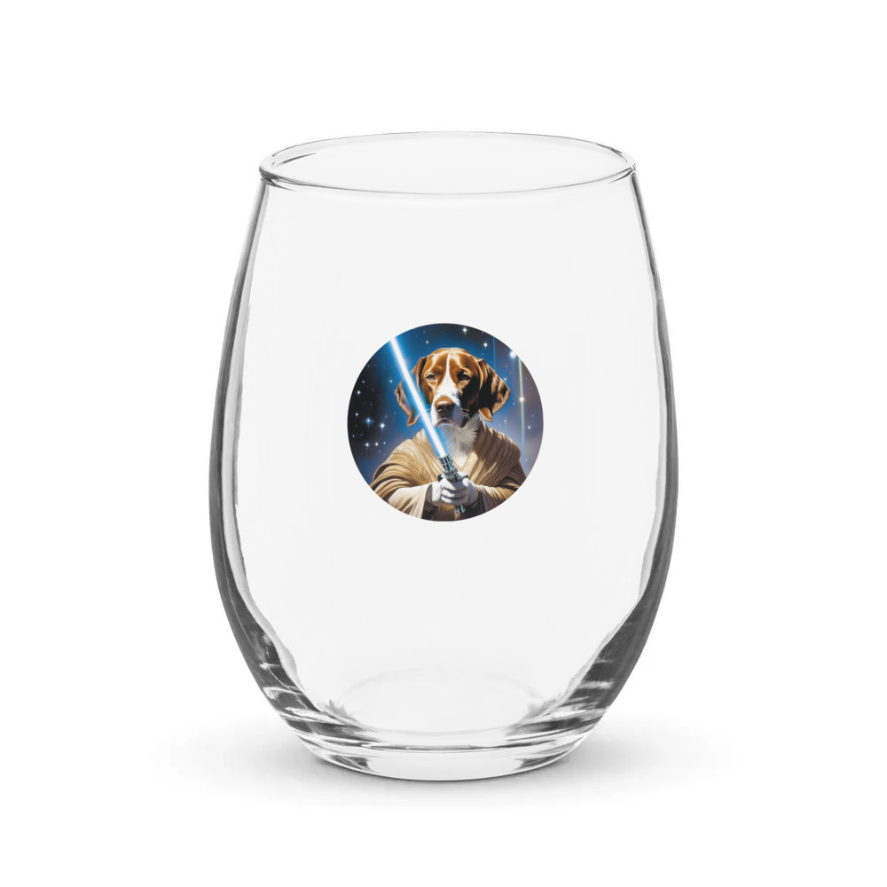 PugMug Custom Pointer Dog Stemless Wine Glass