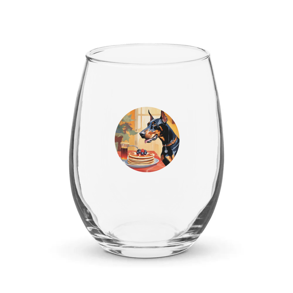 PugMug Custom Doberman Pinscher Stemless Wine Glass